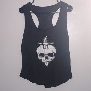 Black Skull Graphic Tank Top